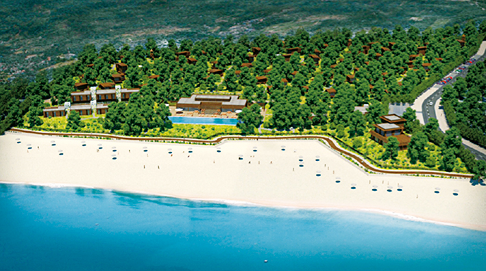 Le Village de Surf : perspective Maamoun Zaari La certification HQE Bâtiments tertiaires est visée pour la construction du Village de Surfeurs. Ce village écologique occupe une surface d’environ 5ha et aura une capacité d’hébergement de 360 lits. Le parti architectural associe des structures lourdes en béton pour les équipements communs à des bungalows en bois parsemés dans la végétation pour les espaces privés des clients. L’audit réalisation est prévu à ce jour pour l’année 2015.