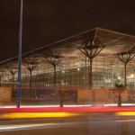 Gare de Casa Port en construction (Casablanca, Maroc) - Vue de nuit (juil. 2014)